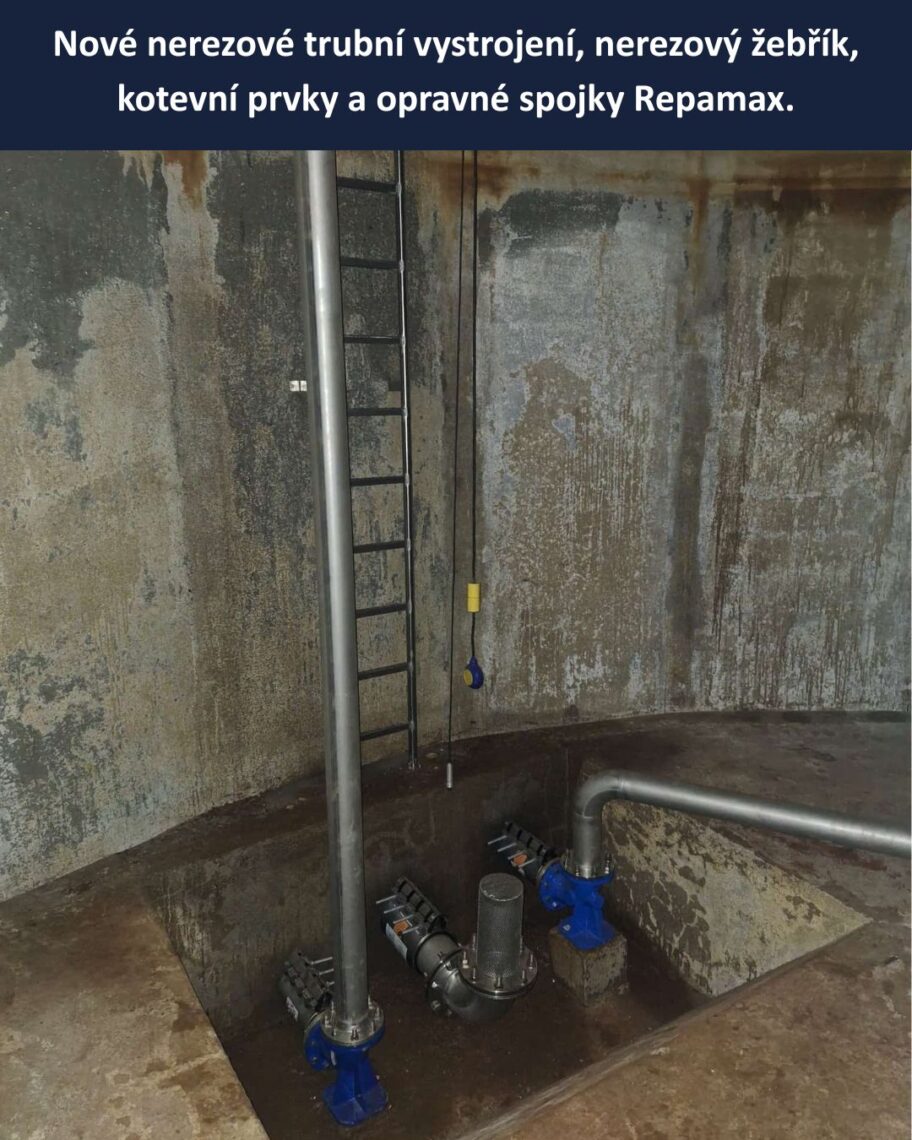 Naše opravné spojky REPAMAX slouží v akumulační nádrži vodojemu v Jihlavě | HUTIRA